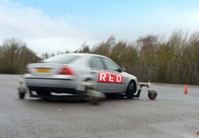 Skid control car driving in action